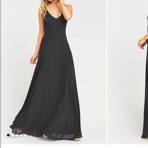 Black maxi bridesmaids dress. Worn once, size medium, no alterations.